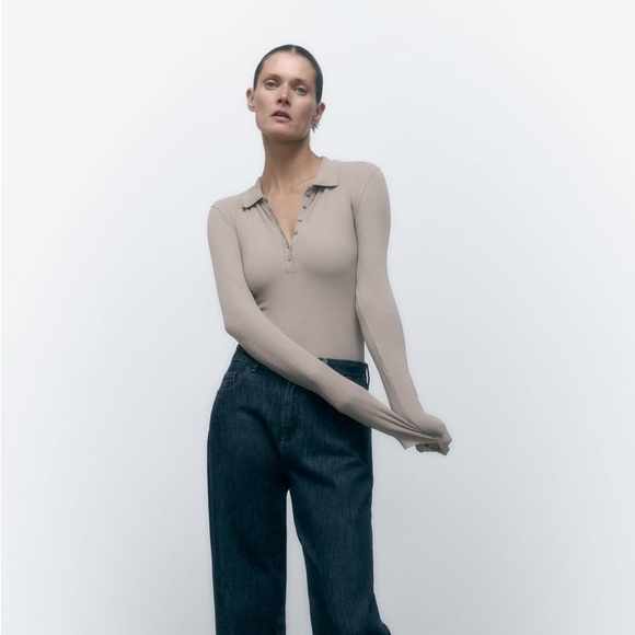 Polo Collar Bodysuit - Picture 1 of 9